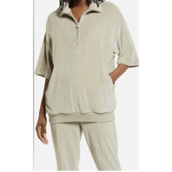 Fear Of God Essentials Velour Half Zip Pullover Short Sleeve Sweatshirt XL - Picture 5 of 15